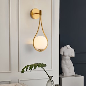 Teardrop Modern Indoor Wall Sconce With Opaque Globe Glass Shade, Perfect for Kitchen, Dining, Bedroom, Entryway