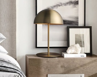 Unique Modern Dome Table Lamp in Gorgeous Coppery Gold Finish - Desk Lamp