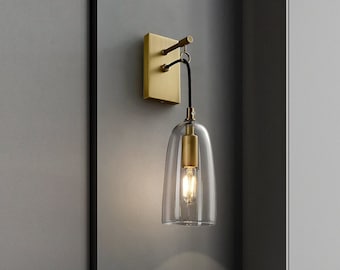 Industrial Hanging Glass Shade Wall Sconce