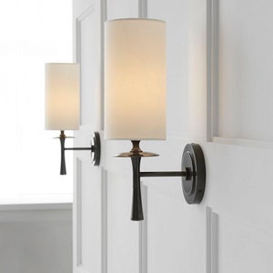 Modern Linen Shade Wall Sconce - Black or Gold - 2-Pack