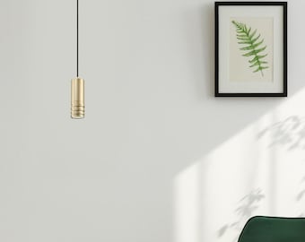 Modern 6-inch Ribbed Pendant  Light, Frosted Gold