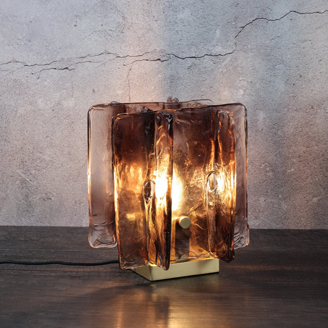 Cognac Hand Blown Glass Table Lamp - Etsy