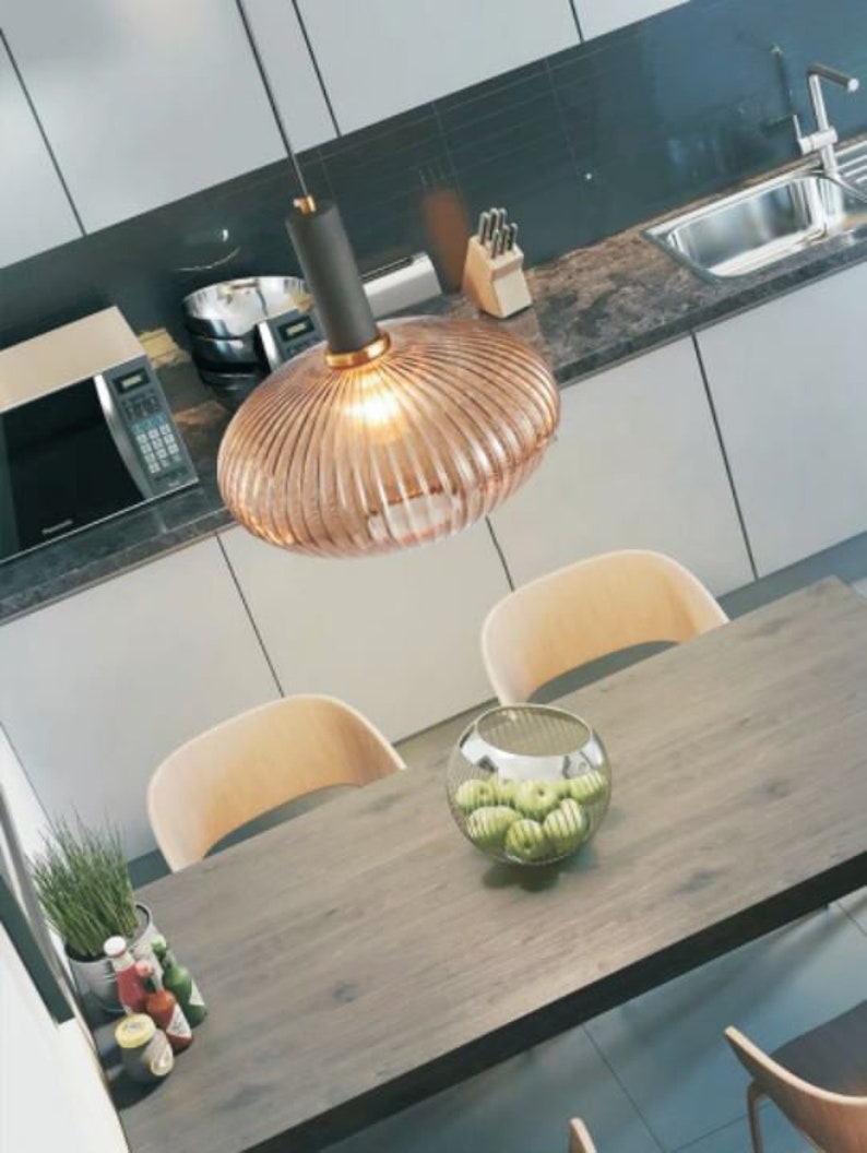 Luxury Modern Indoor Pendant Light With Ribbed Glass Texture 12 image 2