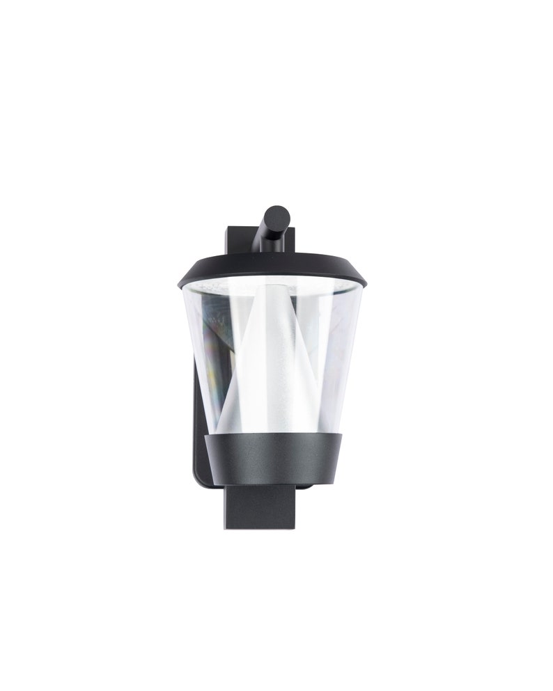 Outdoor Modern Wall Lantern With Integrated LED's and Unique Reflective Center Cone Farmhouse Design zdjęcie 6