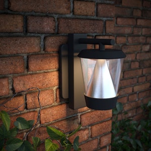 Outdoor Modern Wall Lantern With Integrated LED's and Unique Reflective Center Cone Farmhouse Design image 3