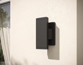 Farmhouse Style Contemporary Outdoor Wall Sconce Built In LED's - Rectangular Up/Down Light