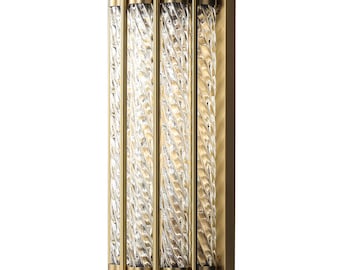 Aplique de pared dorado de latón con tubos de vidrio decorativos