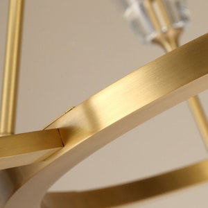 Unique Modern 8 Head Chandelier Brushed Brass/Gold Metal with Luxury Glass Shades image 4