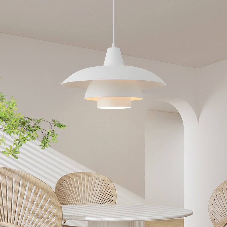 Scandinavian Style Pendant Light with Tiered Shade Detail, Perfect for Kitchen, Dining, Bedroom and Entryway Modern Nordic image 1