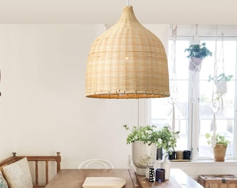 Luce per cestino in rattan nordico