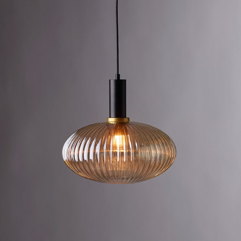 Luxury Modern Indoor Pendant Light With Ribbed Glass Texture 12 image 1