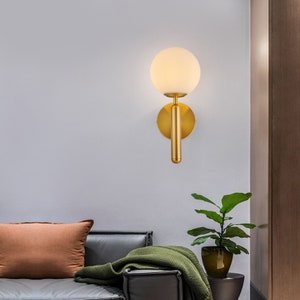 Luxury Modern Indoor Wall Sconce With Opaque Globe Glass Shade, Perfect ...