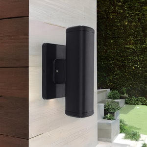 Modern Outdoor/Indoor Wall Light With Integrated LED - Cylindrical Up/Down Light