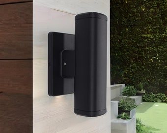 Modern Outdoor/Indoor Wall Light With Integrated LED - Cylindrical Up/Down Light