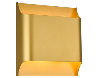 Modern Unique Gold Wall Sconce with Up and Down Light, Brutalist Mid-Century Inspired