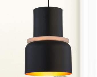 2-Pack Farmhouse Indoor Pendant Fixture With Matte Black Finish - Cylindrical Up/Down Light, Perfect for Kitchen, Dining, Bedroom, Entryway