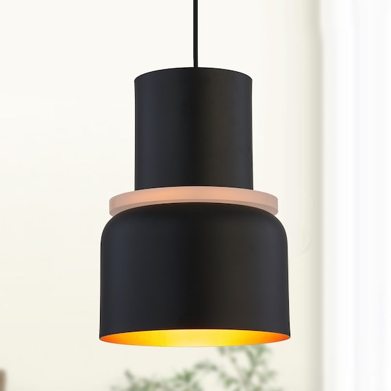 Modern Farmhouse Indoor Pendant Fixture With Matte Black Finish - Cylindrical Up/Down Light, Perfect for Kitchen, Dining, Bedroom, Entryway