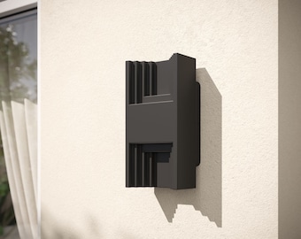 Modern Outdoor/Indoor Stepped Wall Light With Integrated LED - Lantern Style Up/Down Light