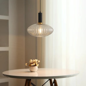 Luxury Modern Indoor Pendant Light With Ribbed Glass Texture 12 image 9