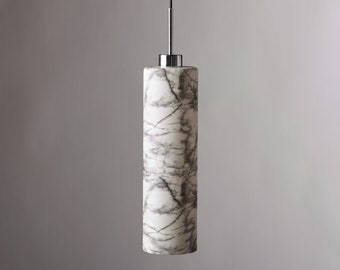 Luxury Modern Indoor Pendant Light  With Faux Marble Finish - Cylindrical Up/Down Light