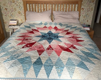 The Blue and Red Star Quilt