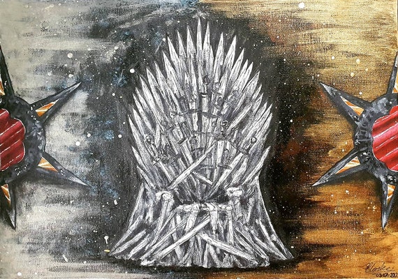 Hand drawn iron throne of westeros made of antique swords or metal blades.  ceremonial chair built of weapon isolated on white | CanStock