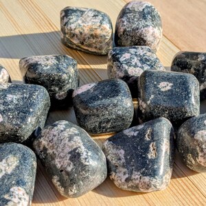 Black Jade with Pink Thulite Tumbled Stones