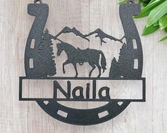Namensschild | Kinderzimmer | Wandschild | Wanddeko | Türschild | personalisiert | individuell | Geschenk | Geburt | Geschenkidee | Pferd