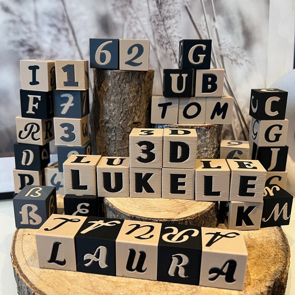 Buchstabenwürfel/ 6 verschiedene Schriftarten/ personalisiert/Geschenk/ Geburtstag / Dekoration/ Taufgeschenk / Geburt / Kinderzimmer