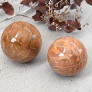 Peach Moonstone Spheres with Free Sphere Stand #2
