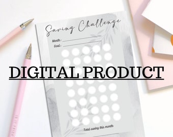 Printable Money Saving Challenge Tracker: Budget Binder Insert (Digital Download)