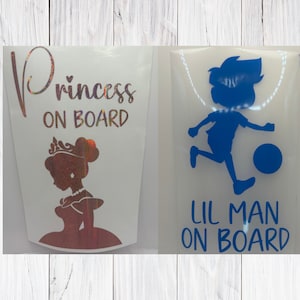 20 cm Naklejka samochodowa Baby On Board wodoodporna, Bezpieczeństwo dziecka na pokładzie, Księżniczka/Mały mężczyzna na pokładzie, Łatwa w aplikacji naklejka, Naklejki bezpieczeństwa samochodu