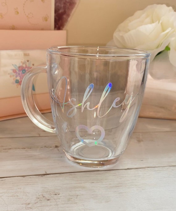 Taza Personalizada Con Nombre En Letras Tipo Cartel Real – Regalo Único Y Original (Cristal Blanco)