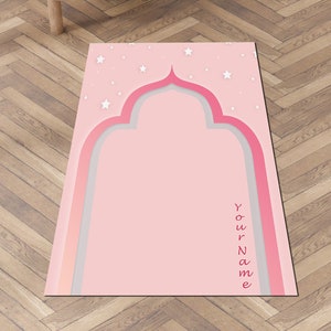 Personalized Prayer Mat | Barbi pink kids prayer rug, Design Sajada,eid ramadan hajj umrah gift,personalized sejadah,Soft Luxury prayer rug