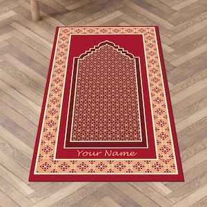 Personalized Prayer Mat | Islamic Modern Rug Non-slip, Design Sajada,eid ramadan hajj umrah gift,personalized sejadah,Soft Luxury prayer rug