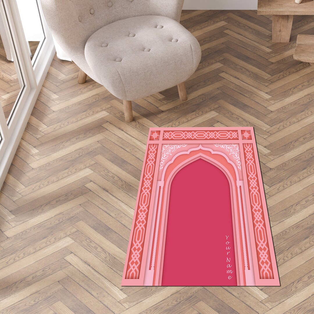 Personalized Prayer Mat Barbi Pink Kids Prayer Rug, Design Sajada,eid