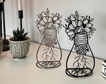 Home Decor,  Flowers in Vase for living Room , Metal Table Top Decor, Wedding Gift, Metal Decoration, Living Room Table Decor
