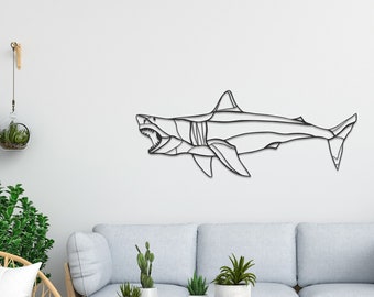 Shark Themed Metal Wall Decor, Wall Decor, Large Wall Art, Shark Wall Art ,Wall Hanging, Room Decor, Outdoor Decor, Farmhouse Decor