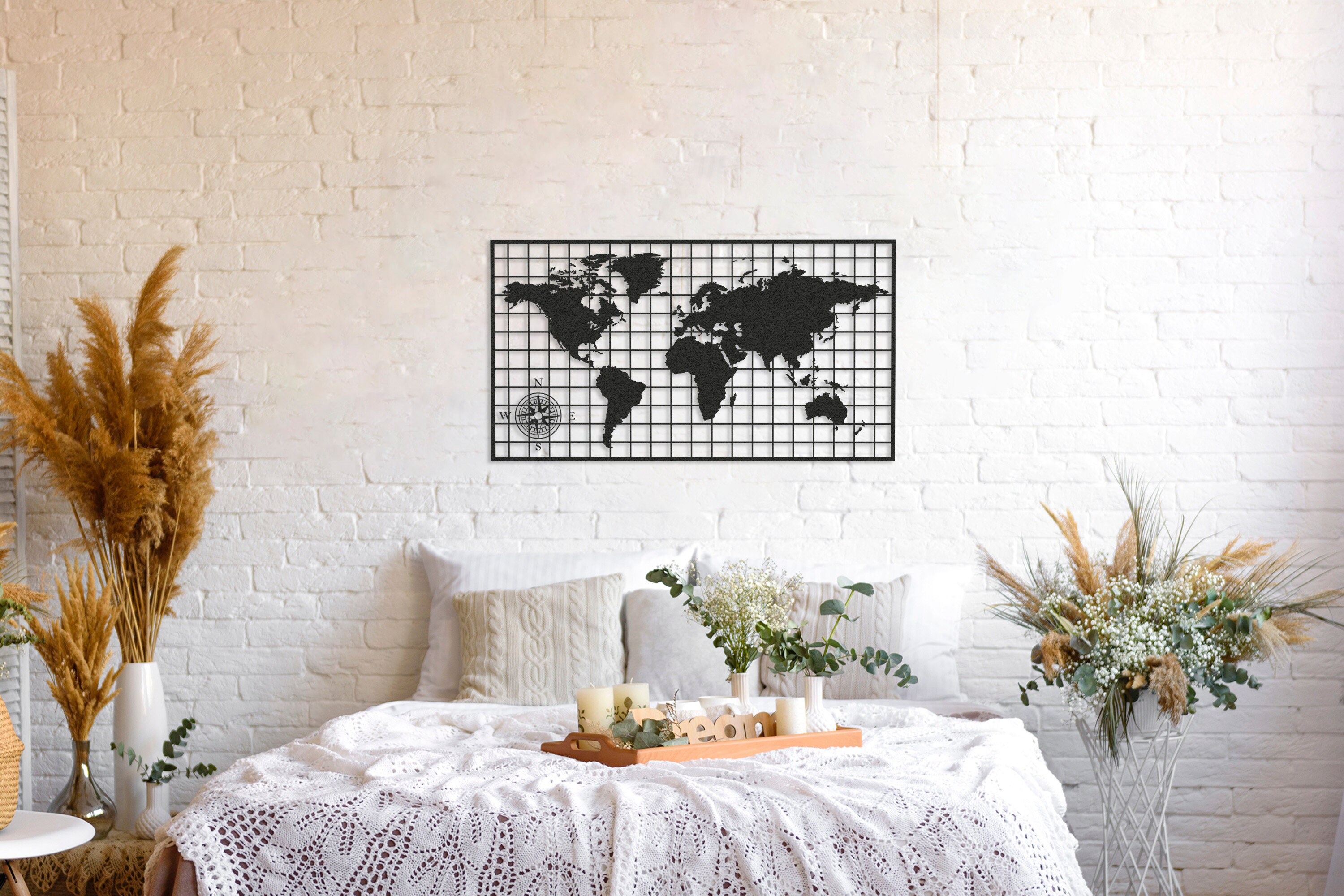 Map of Life Metal World Map World Map Wall Art Tree Ofice Etsy