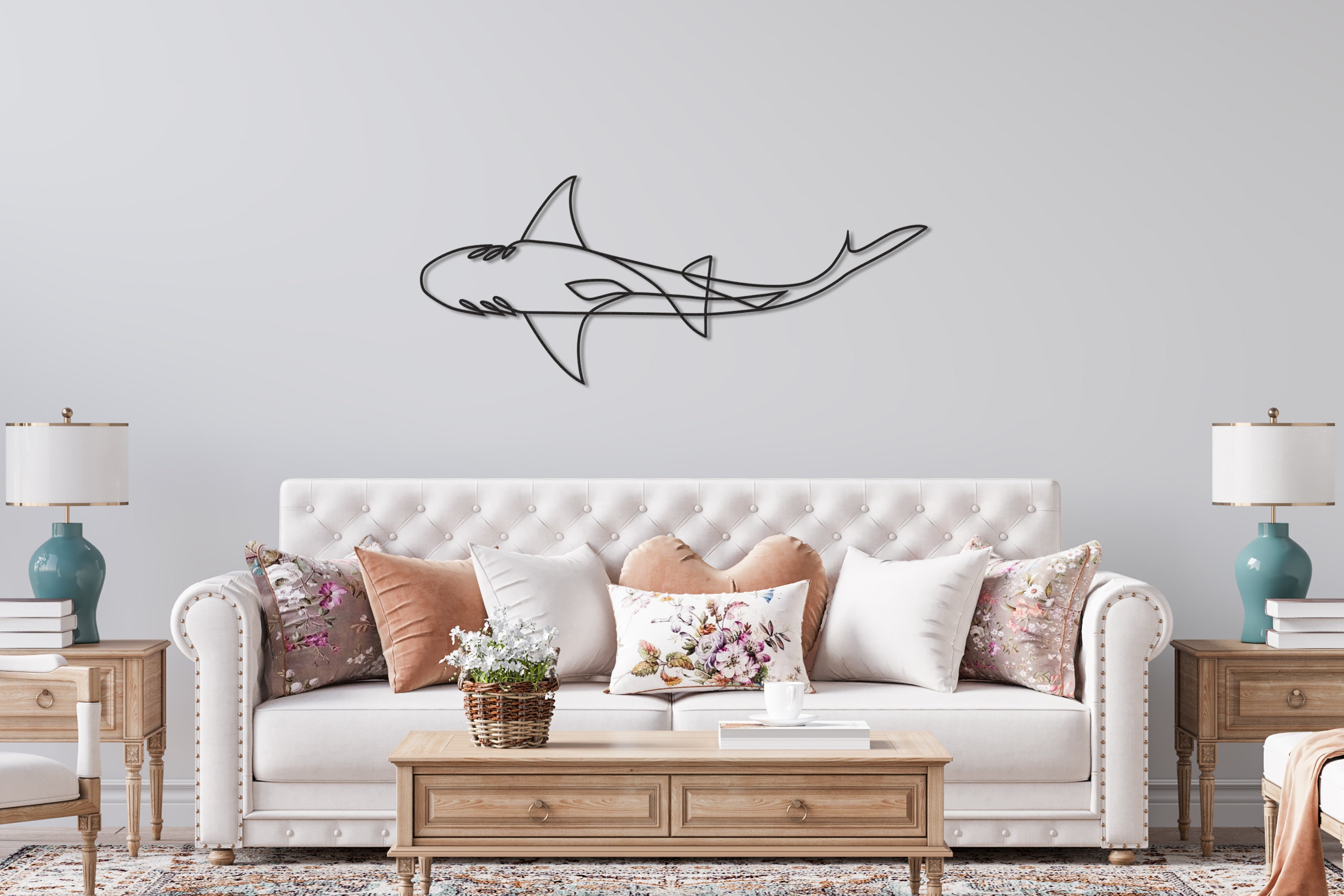 Shark Themed Metal Wall Decor Large Wall Art Housewarming Etsy