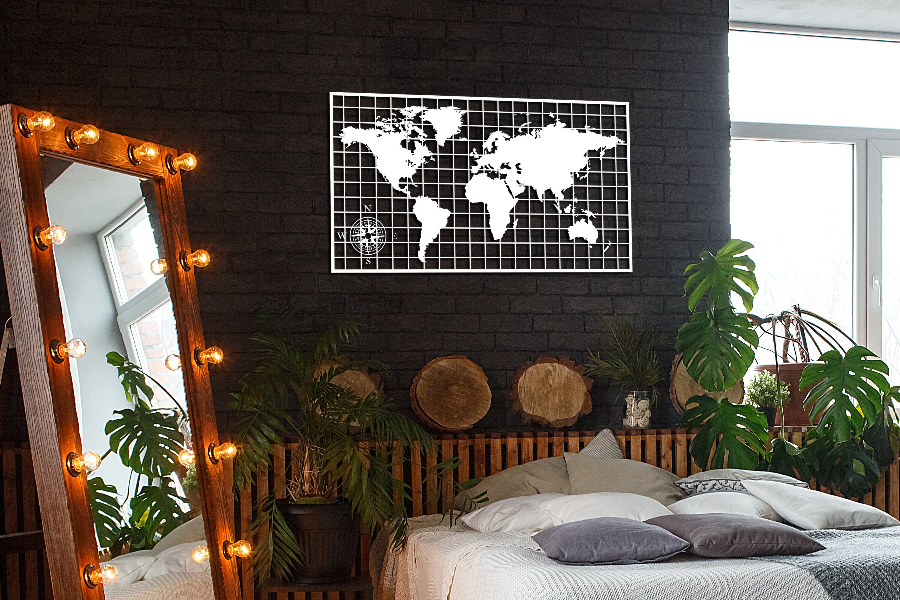 Map of Life Metal World Map World Map Wall Art Tree Ofice Etsy