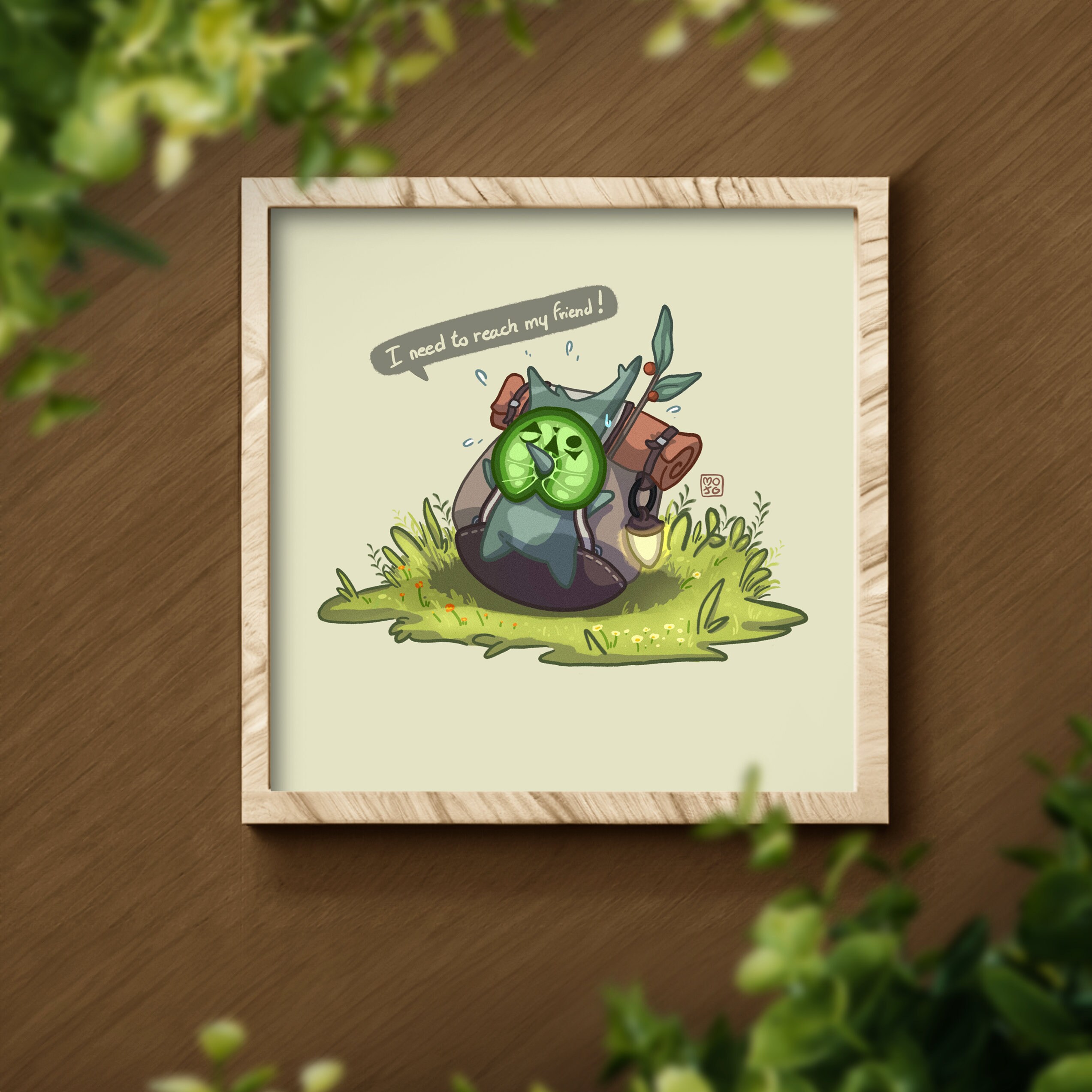 Square Print 15x15cm (6x6inch) - Backpack Korok - I Need to Reach