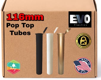 100-Pack 116mm Pop Top Tubes: Child Resistant, Smell Proof Dry Herb Container