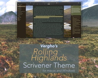 Rolling Highlands Scrivener Theme for Mac & Windows (Dark Mode)