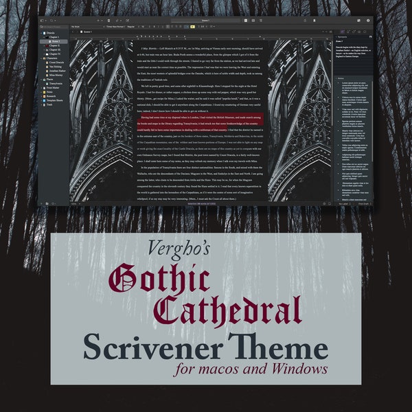 Gothic Cathedral Scrivener Theme for Mac & Windows (Dark Mode)