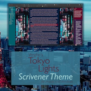 Tokyo Lights Scrivener Theme para Mac y Windows (Modo oscuro)