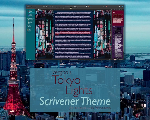 Tokyo Lights Scrivener Theme for Mac & Windows (Dark Mode)