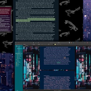 Tema Tokyo Lights per Scrivener per Mac e Windows (Modalità scura) immagine 3