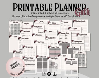 Goth Planner Gothic Planner Goth Stationary Witchy Planner Printable Daily Planner Classic Printable Happy Planner Templates Goth Journal