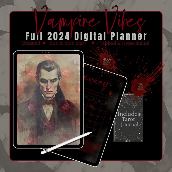 Vampire Gothic Planner Digital Planner Gothic Good Notes Planner Goth Planner Goth Journal Witchy Planner Goth Digital Planner Witch Planner
